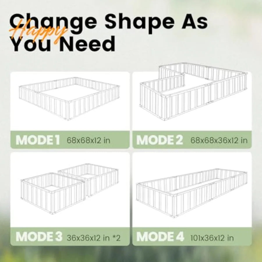 Raised Garden Bed 68"x 36"x 12" Galvanized Steel Metal Outdoor Garden Planter Box Kit with 2 Pairs of Gloves Dark Grey