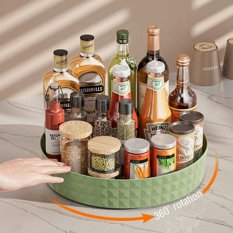 360 Rotating Seasoning Storage Rack Multifunction Pantry Cabinet Turntable for Cosmetics Kitchen Accessories Organizer Tray