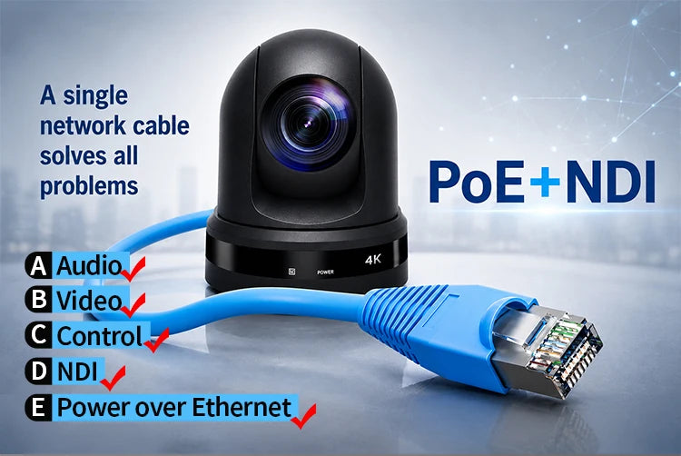 4K NDI PTZ Camera 1-10pcs 20X Zoom Video Conference Camera for Church Business Meeting Optional 1 Controller Keyboard Kit