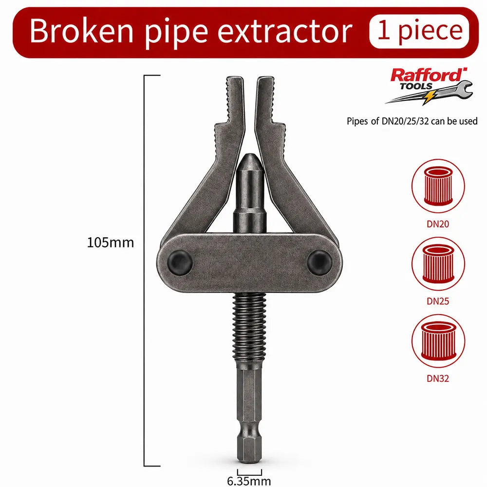 Rafford Pipe Extractor Tool Broken Thread Puller Hex Shank Power Drill for PPR PVC Plastic MPP Pipes DN20/25/32 1/2″ 3/4″ 1″ Inc