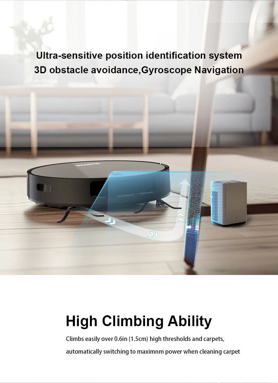 Robot Vacuum Cleaner Combo and Mop 6000PA Strong Suction  Robotic App& Remote Control Self-Charging Smart Mapping for Pet Hair