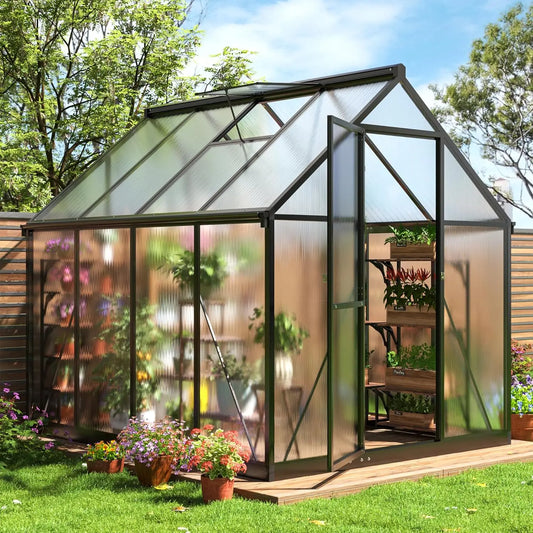 6x7.5 FT Quick Setup Polycarbonate Greenhouse with Roof Vent