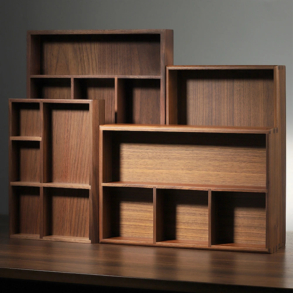 Black Walnut Wood Storage Box Chinese Tea Table Living Room Office Desktop Key Jewelry Solid Wood Tea Set Storage Box