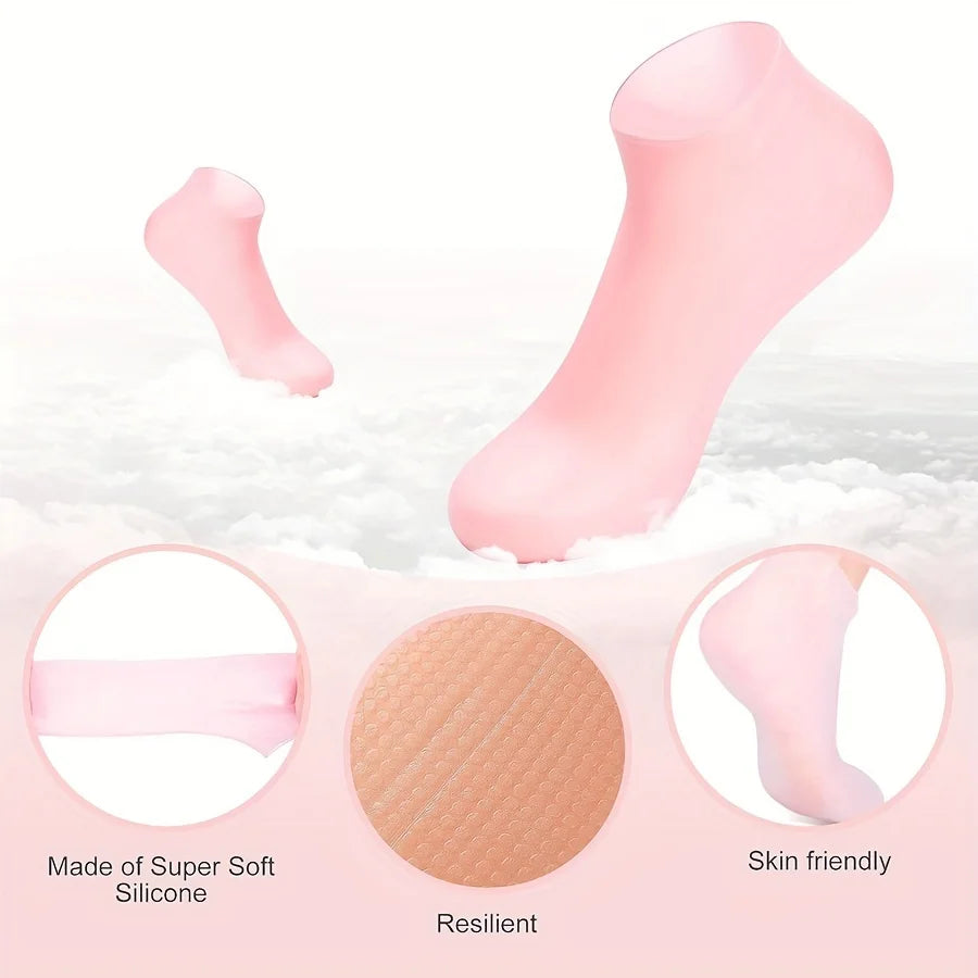 1 Pair Silicone Gel Moisturizing Foot Socks for Dry, Cracked Feet - Soothing Massage Pedicure Care Tool
