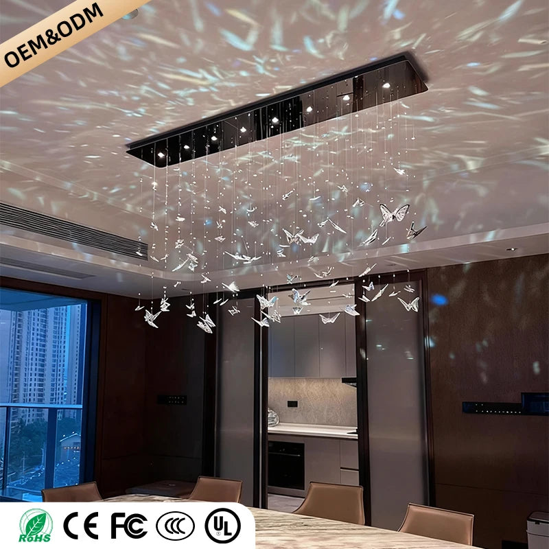 Crystal Butterfly Pendant Chandelier Kitchen Island Living Room