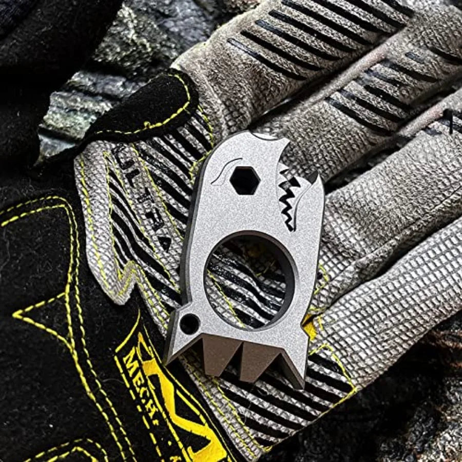EDC Pry Bar with Bottle Opener Wrench Titanium Prybar Multi Tool Keychain Multitool Tool Pocket Crowbar for Outdoor Camping Hik