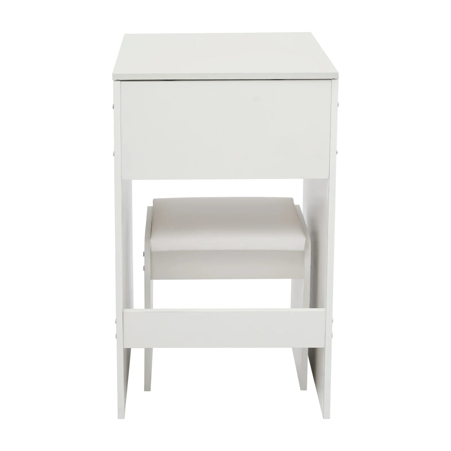 Vanity Dressing Table with Mirror and Stool 15.8" White Compact Storage Desk for Bedroom Dormitory Studio Apartment