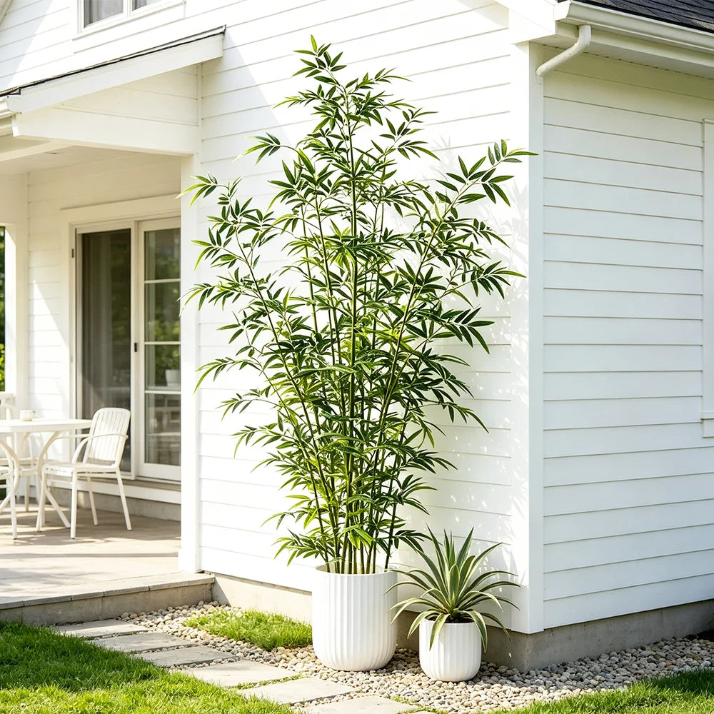 160-270cm Large Artificial Bamboo Tree Fake Palm Plant Faux Fern Bamboo Plants Plastic Bambusa Trees Leaf For Home Garden Decor
