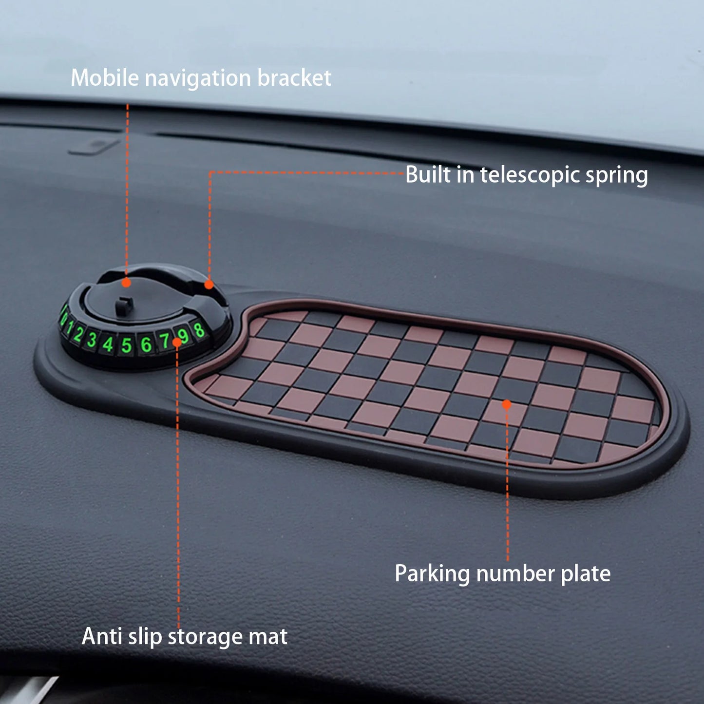 Car Anti-Slip Mat Auto Phone Holder Adjustable Phone Holder with Inner Spring for Phones Keys Gadgets Small Items
