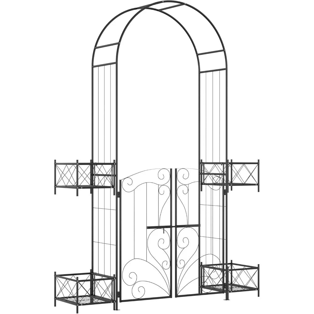 7-foot Garden Arch Gazebo, Metal Arched Pergola with Door, Garden Arch, Wedding Ceremony Decoration, Customizable