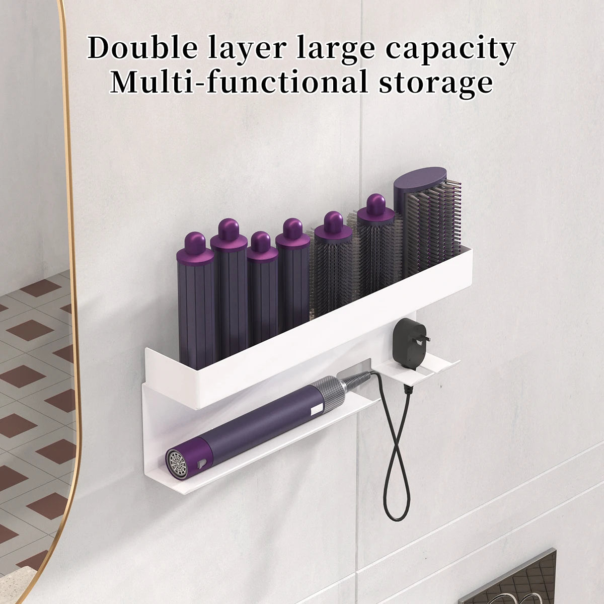 Bathroom hair dryer stand, hair straightener, styling tool holder - suitable for bathrooms, bedrooms, and hair salons