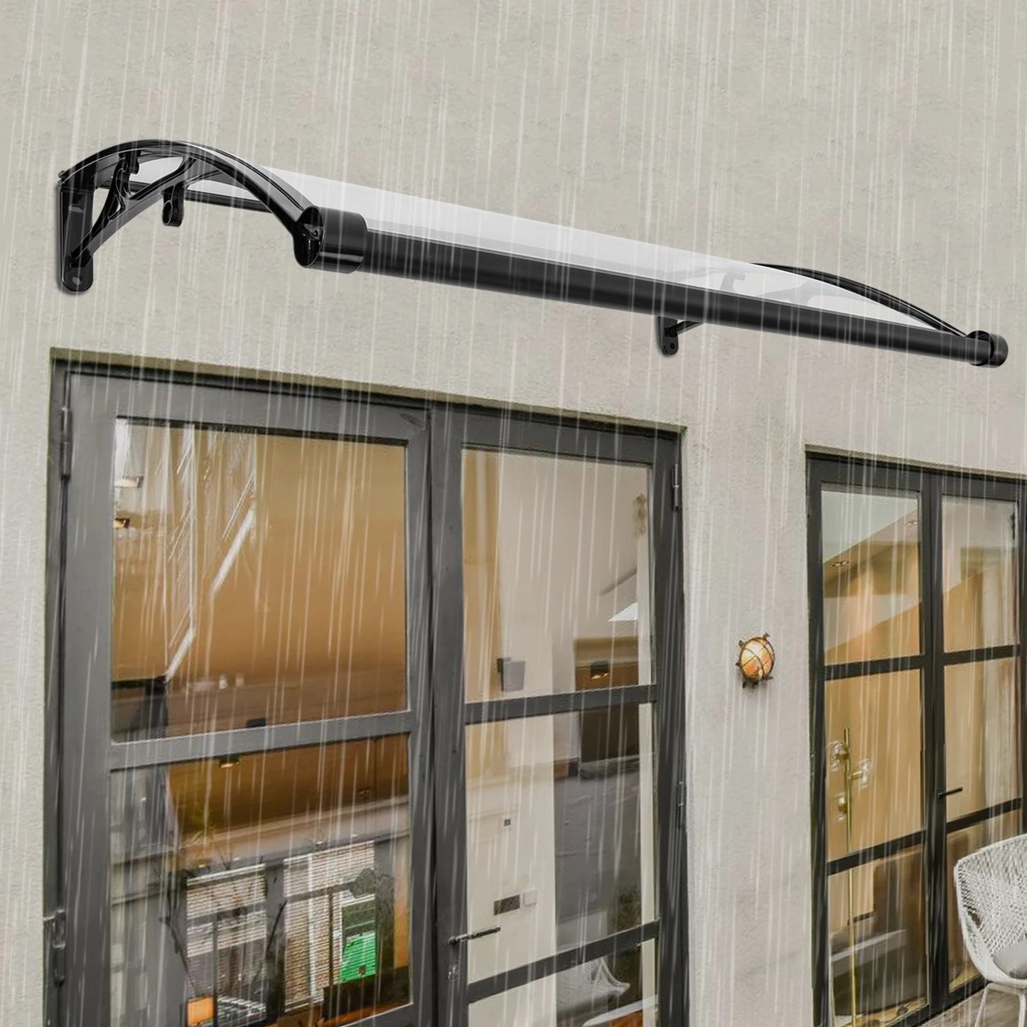 Front Door Canopy with High Load Capacity, Efficient Water Drainage, Simple Installation, Modern Design, Rust-Free Aluminum