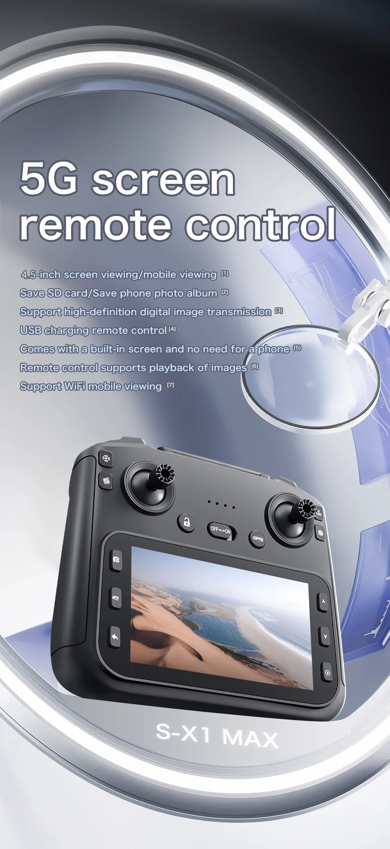 S-X1 MAX GPS Drone Professional 4K Camera 3-axis Gimbal Aerial FPV Brushless Security Drone with Large Screen Control Quadcopter