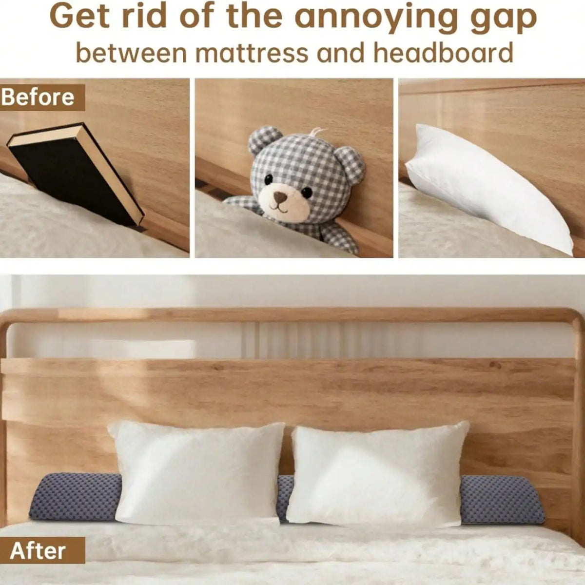 Premium Memory Foam Bed Wedge Pillow Headboard Gap Filler