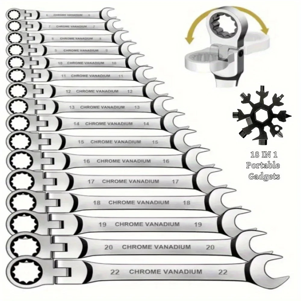 Ratcheting Wrench Set Metric Hand Tools For Car Repair