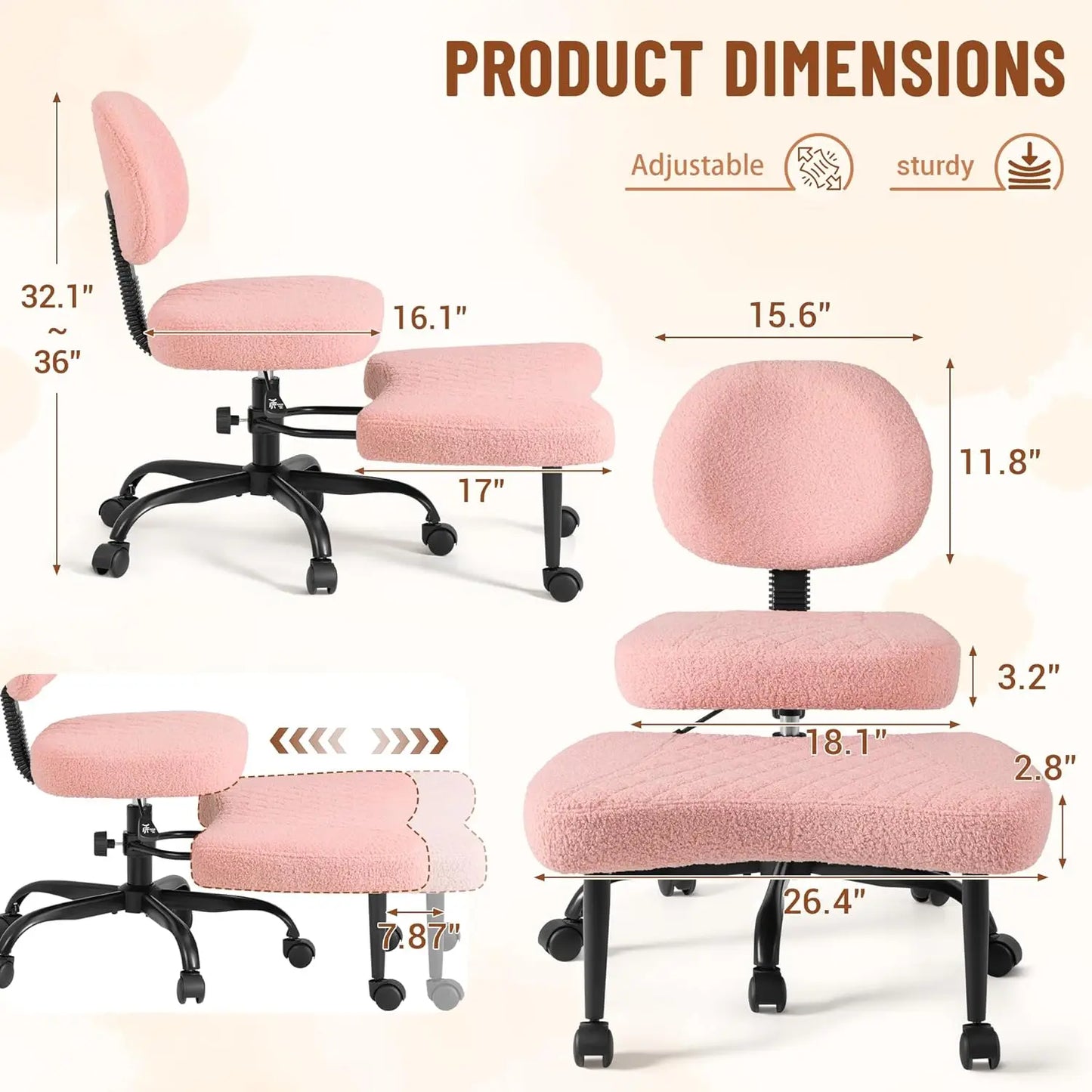 Ergonomic Cross Legged Chair With Wheels And Adjustable Height