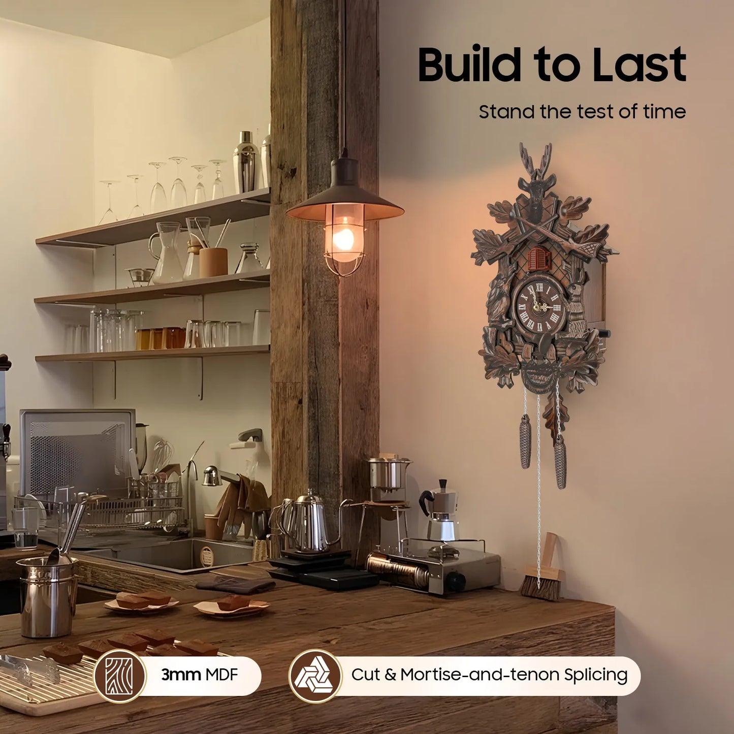 Forest Theme Cuckoo Clock, Adjustable Volume Retro Wall Clock for Home and Holiday Decoration
