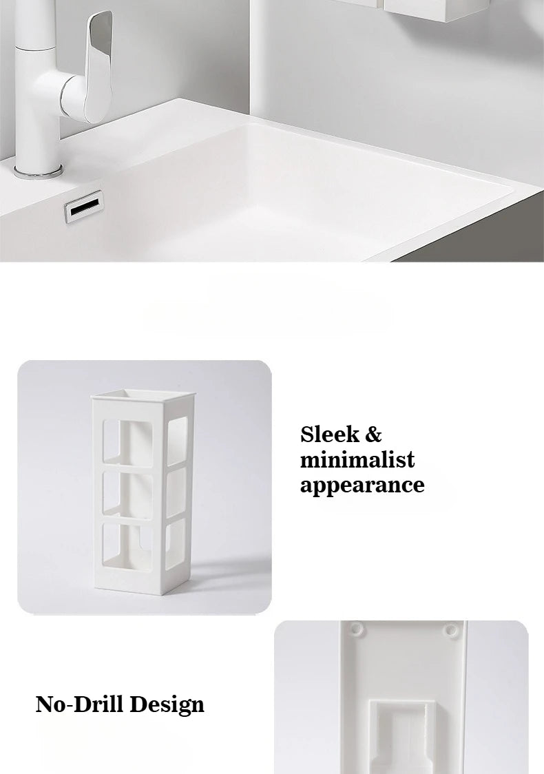 No‑drill Wall Mounted Storage Box, Plastic Organizer for Hair  Tools , Bedroom Bathroom Fridge Washing Machine Side Storage Rack