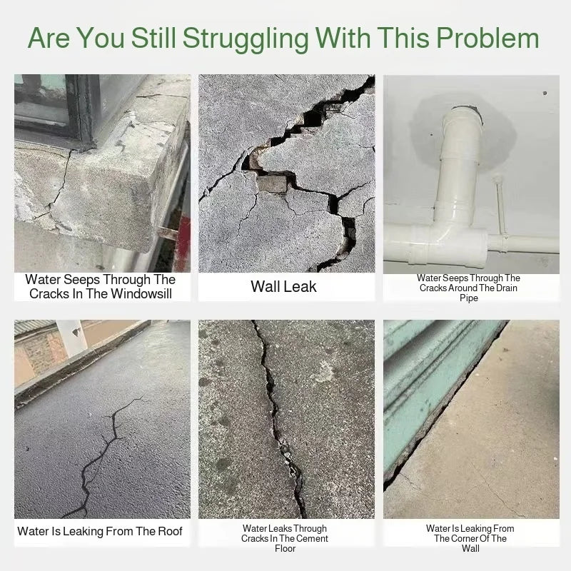 Waterproof Adhesive Leak Repair Concrete Crack Filler - Quick Setting High Strength Sealant for Roof Wall Floor Pool Leakage Fix