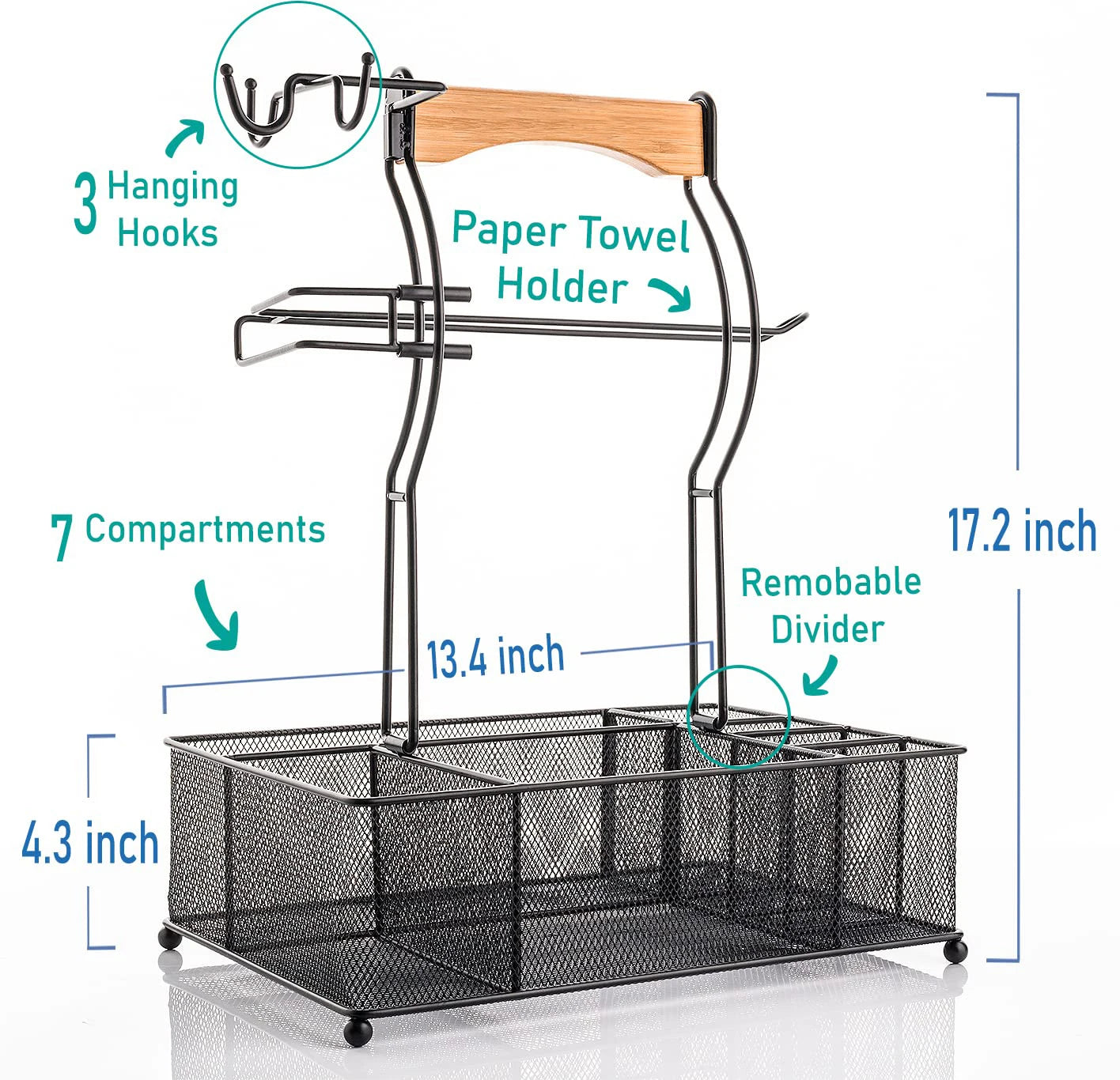 Black Grill Utensil Caddy Picnic Condiment Caddy BBQ Organizer Steel Caddy For Organizing Paper Towels