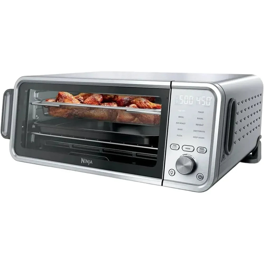 10-in-1 Digital Air Fryer Oven with Large Capacity, Space-Saving Lid, Stainless Steel, Temperature Control, 17-Qt, 1800W, Up to