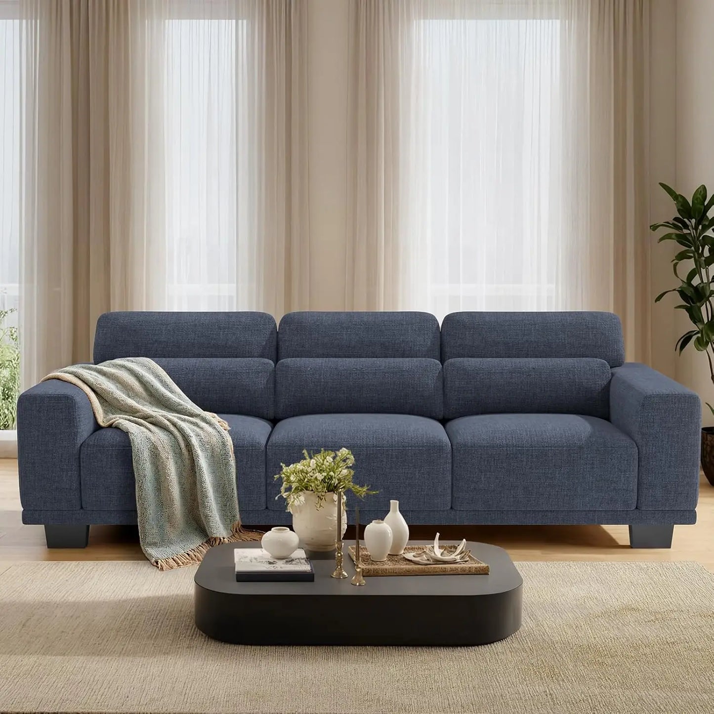 Modern Upholstered Sofa With Removable Washable Cover And Armrests
