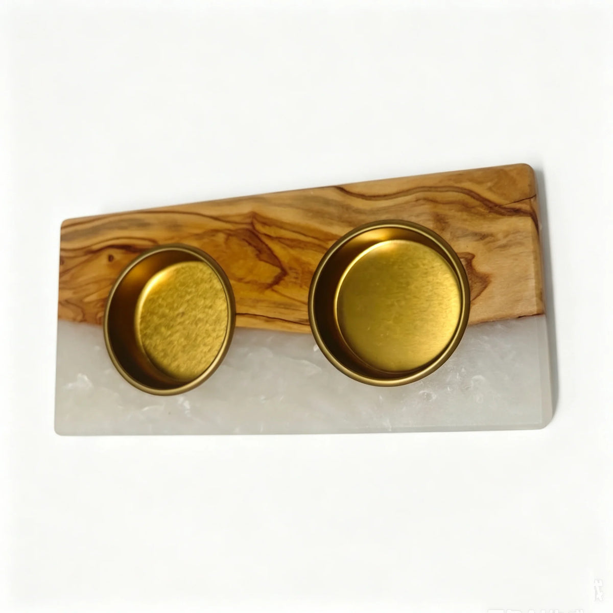 Epoxy Resin and Olive Wooden Candle Holder for Wedding Party Dinner Square Candle Stand Tealight Holder Shabbat Candle Holders