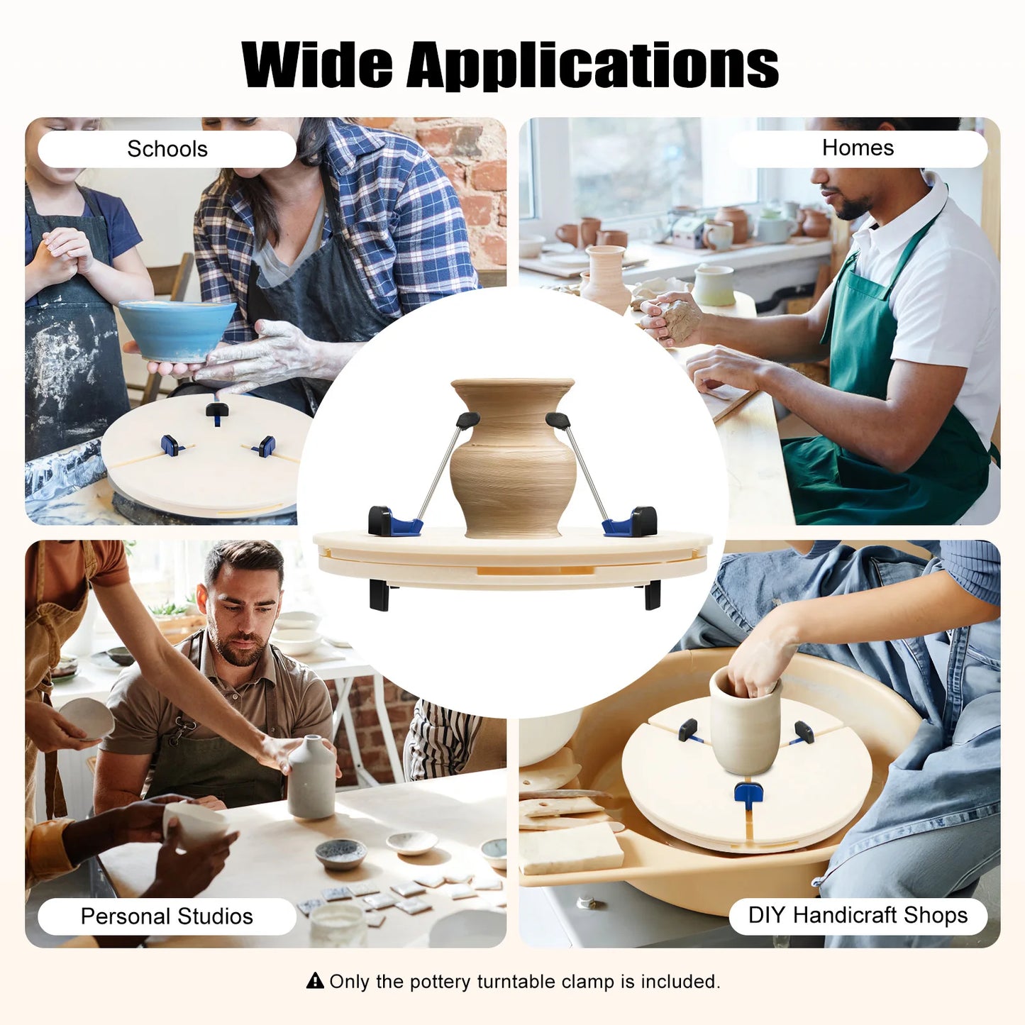 Pottery Machine Turntable Clamp with 5 Set Support Feet White Abs Ceramic Art Repair Tool Ceramic Trim Holder Centers Clip