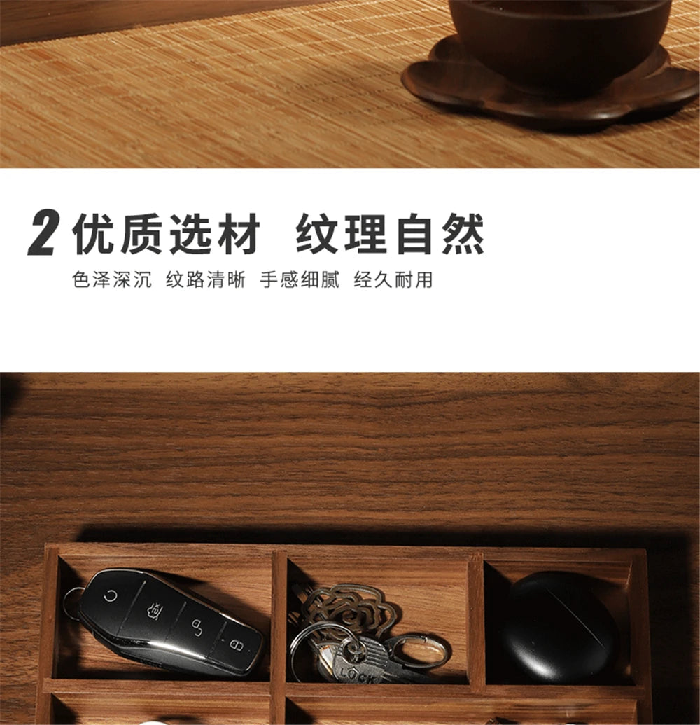 Black Walnut Wood Storage Box Chinese Tea Table Living Room Office Desktop Key Jewelry Solid Wood Tea Set Storage Box