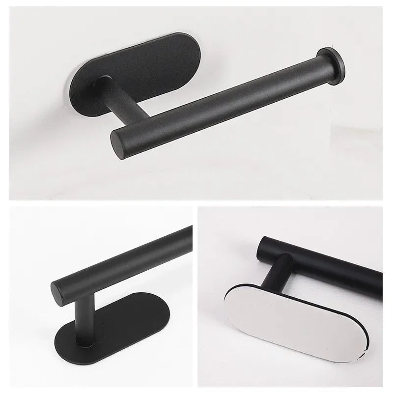 Wall Mounted Rustproof Stainless Steel No Punching Toilet Holder