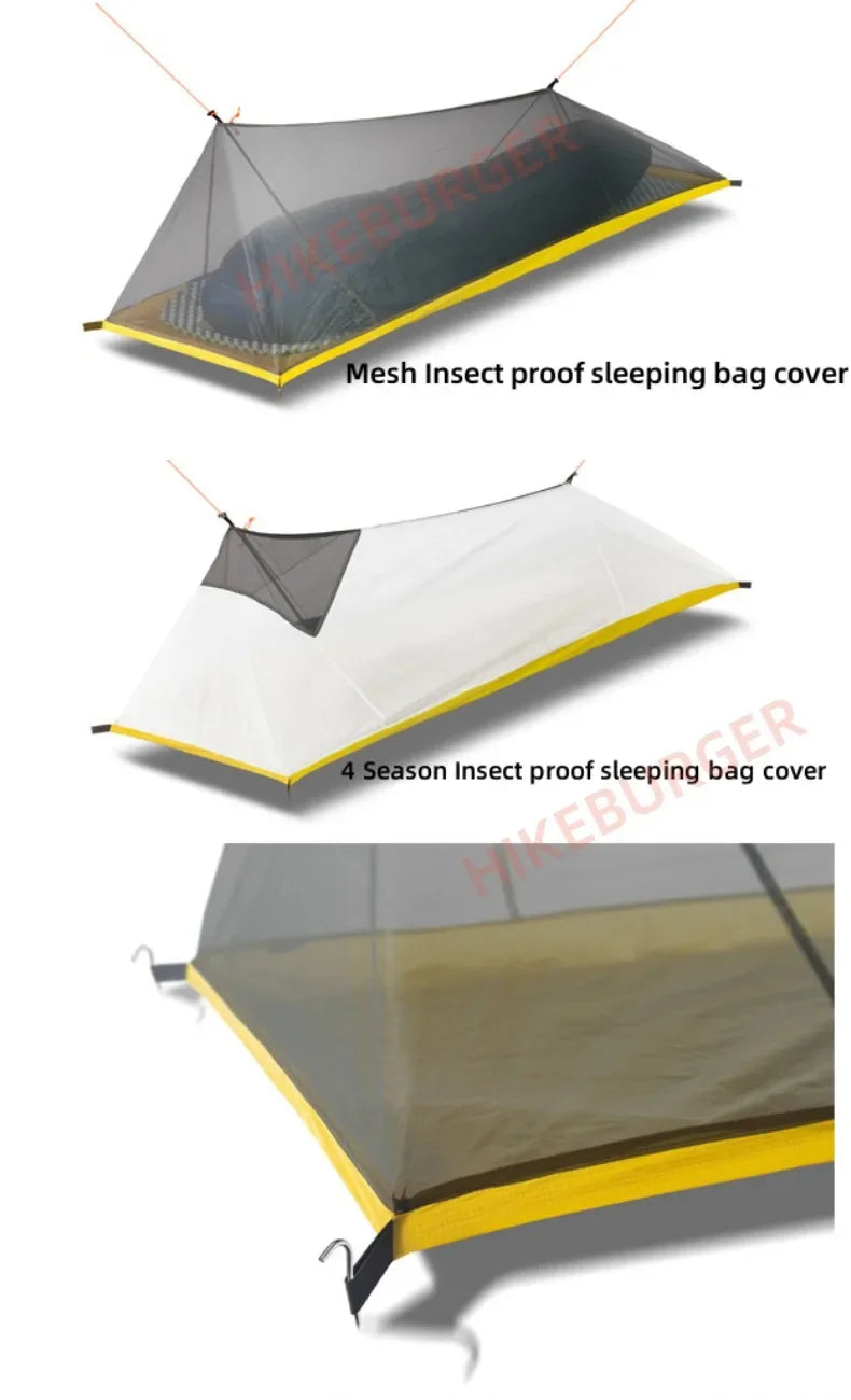 HIKEBURGER Jian Outdoor 1P Inner Tent Camping Bivy Insect-proof Sleeping Bag Set Ultralight Mountain Climbing Pole Less Shelter