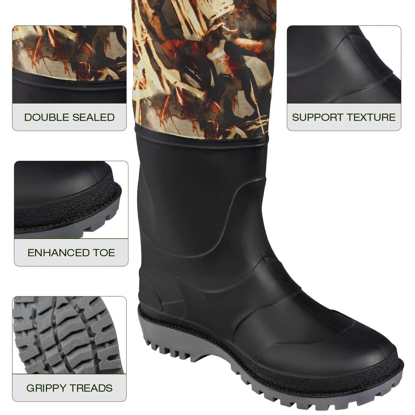 Camouflage Dead Leaf Pattern Adult Waders Breathable Lightweight Fishing Hunting Waders for Men Women Outdoor Activities