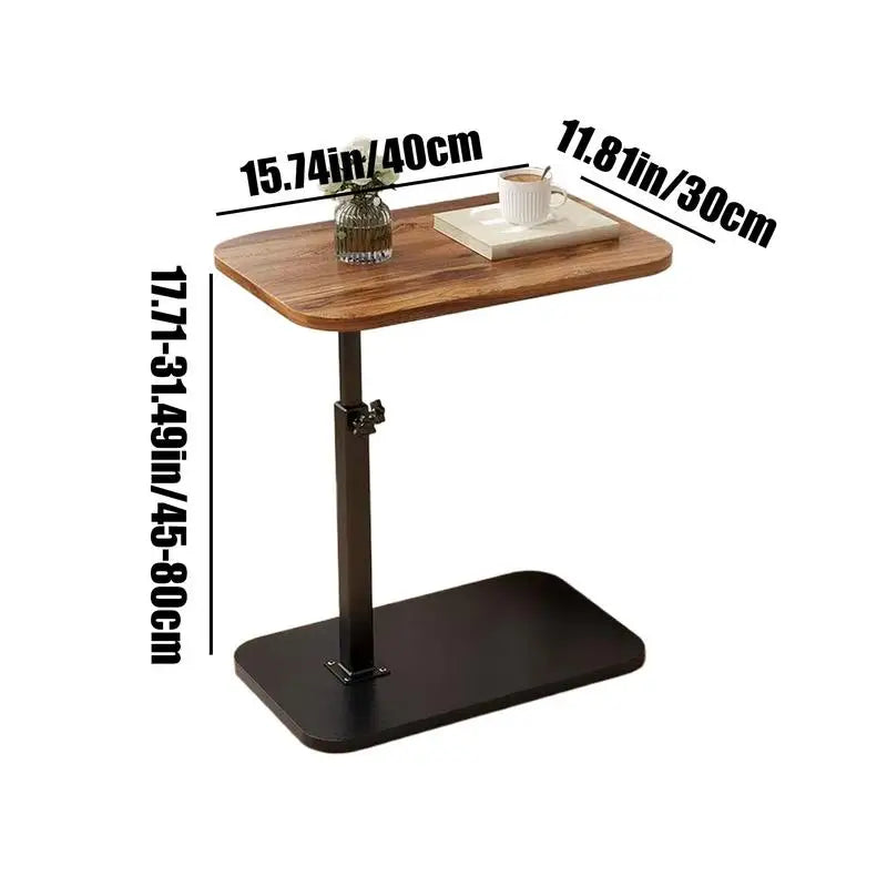 C-Shaped Coffee Tea Table Side Table for Sofa Bedside Corner Small Mobile Storage Desk Family Living Room or Bedroom