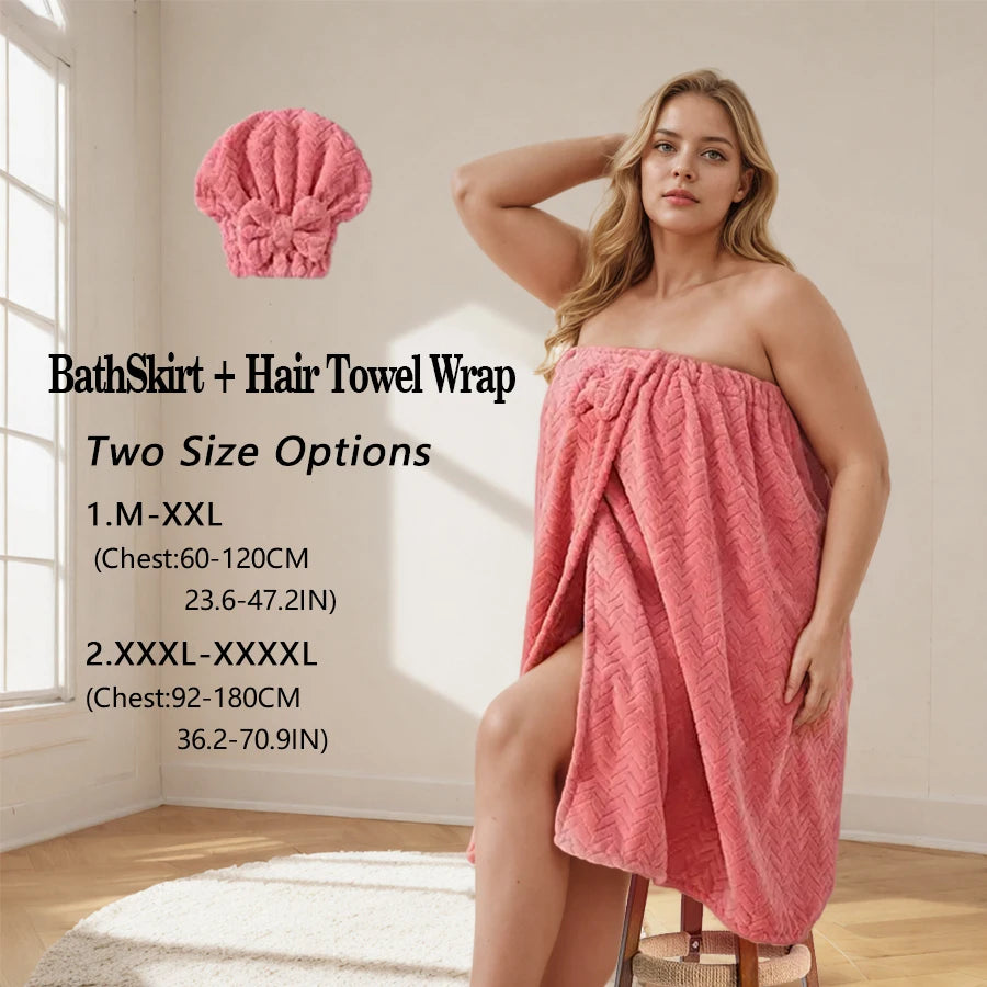 Wheat Ear Bath Towel Set, Including 1 Dry Hair Cap and 1 Bath Skirt,  Soft and Absorbent, A Great  Match for The Bathroom