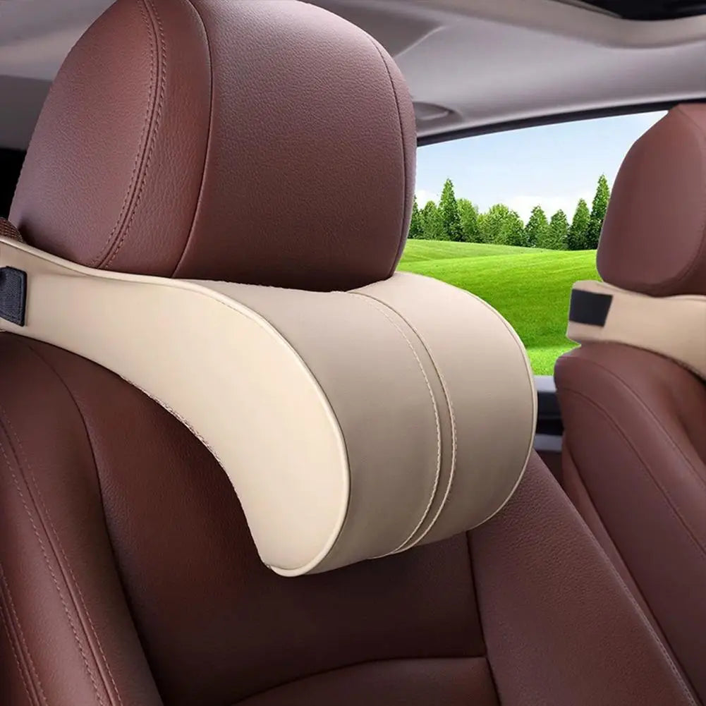 Adjustable Breathable Car Headrest Memory Cotton Car Cushion Leather Neck Pillow Car Waist Pad Automotive Decorative Products