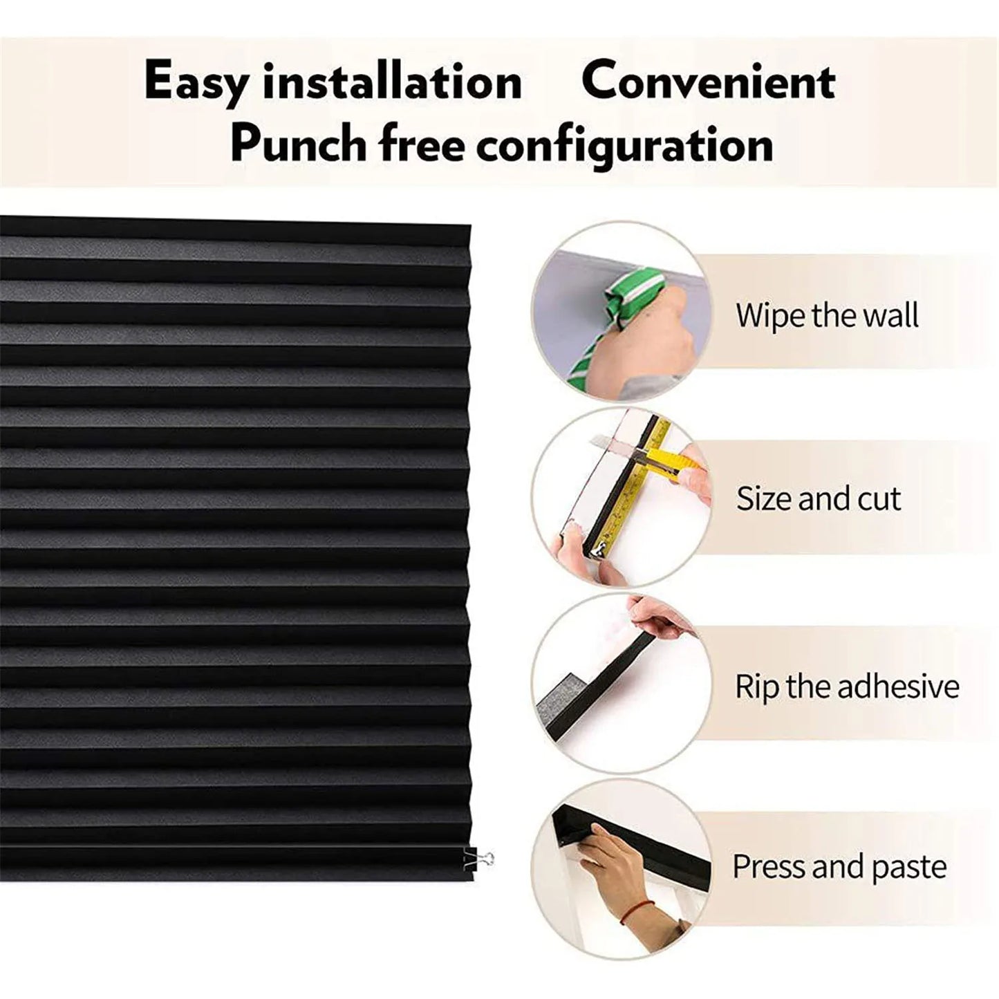 Cordless Pleated Fabric Window Blind For Room Darkening