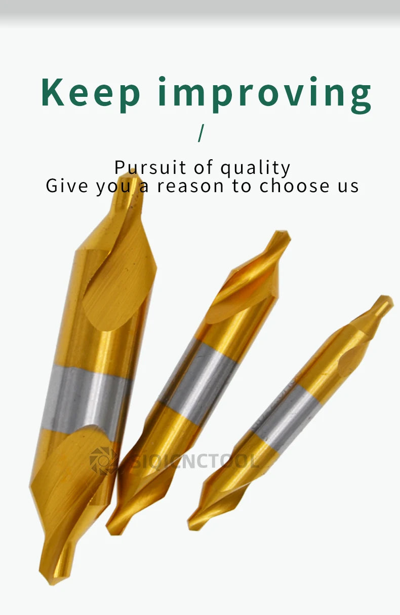 HSS Combined Center Drills Ti-Coated 60 Degree Countersinks Angle Bit Set 6pcs 1.0-5mm Metal Centering Dril Bit Lathe W6542 M35