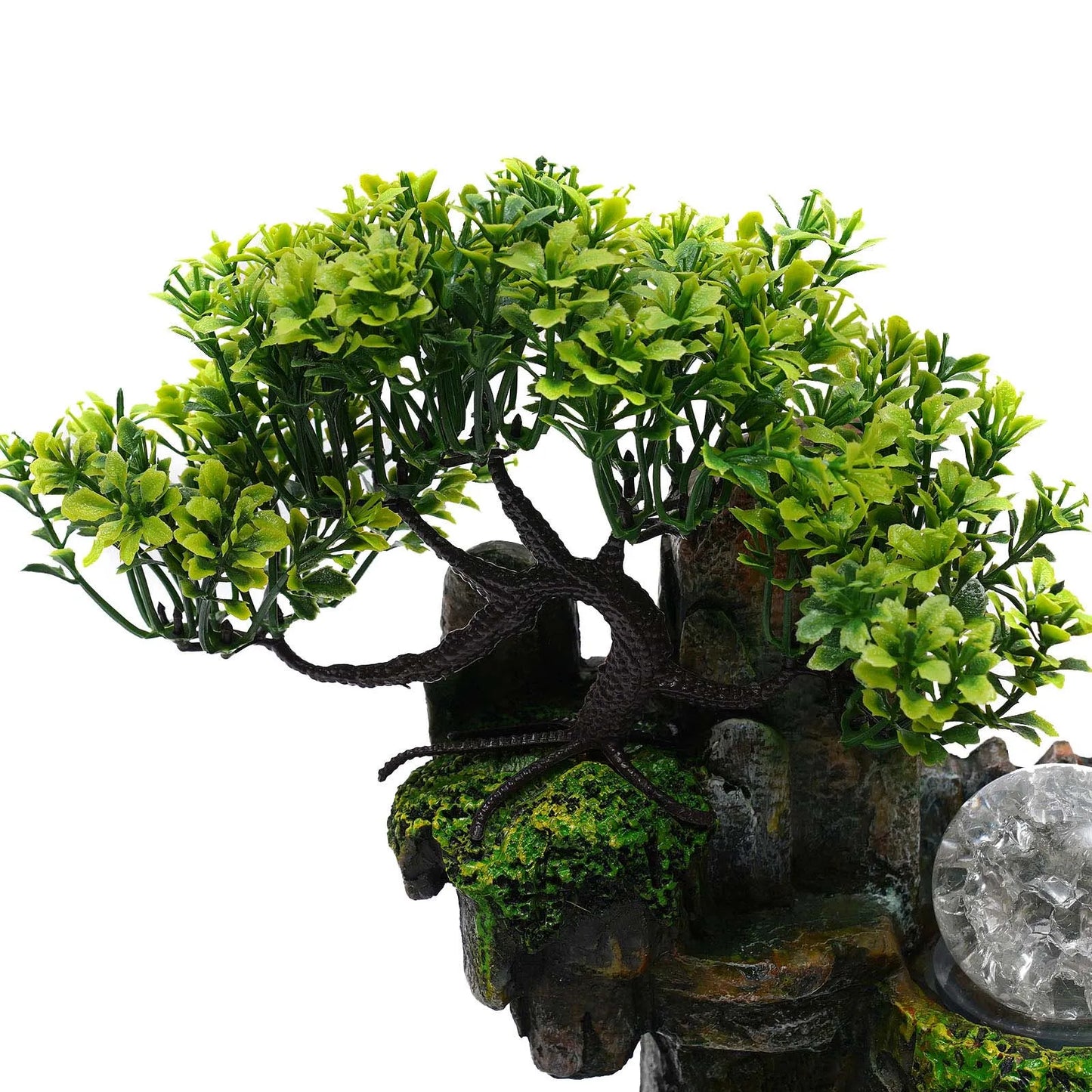 Lucky Feng Shui Money Tree Water Fountain,Circulating Fish Tank Waterfall with Resin Rockery,for Wealth Success & Home Decor Gif