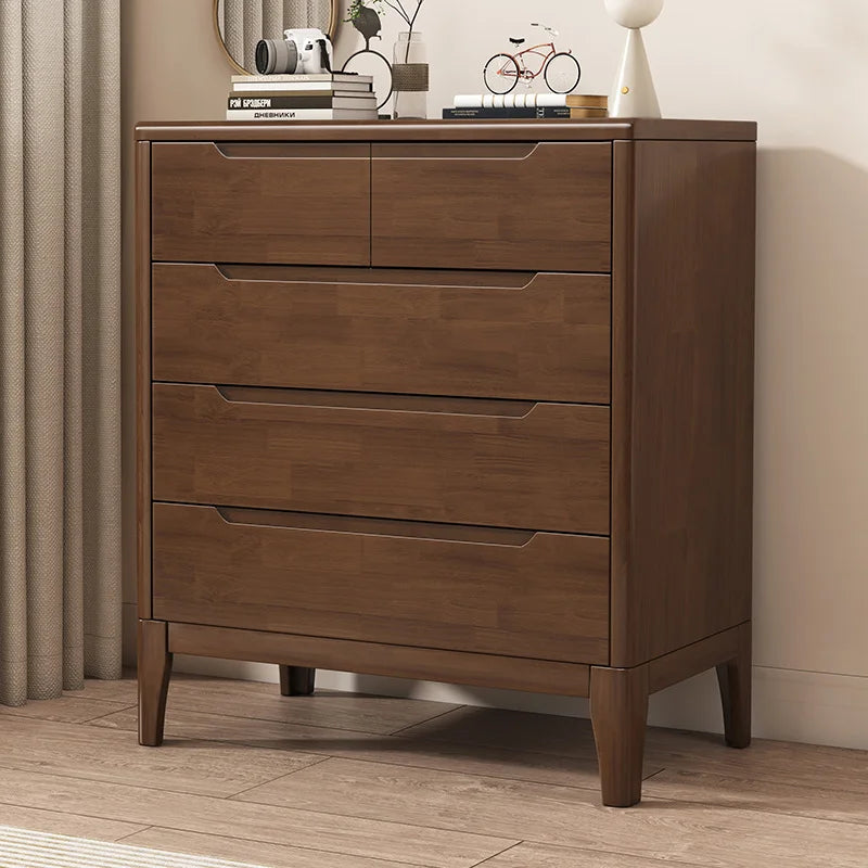 Wooden Chest of Drawers 5-Drawer & 6-Drawer Dresser Cabinet Bedroom Clothes Storage Organizer No Assembly Living Room Furniture