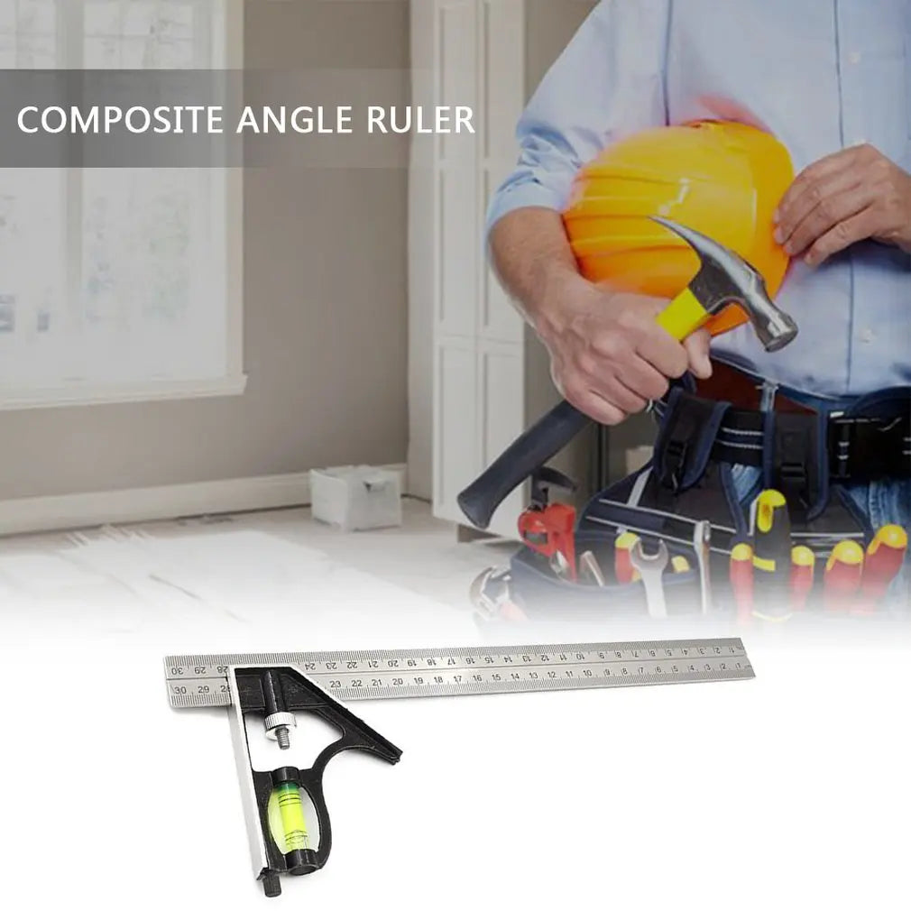 300MM Square Angle Ruler Adjustable Combination 45/90 Degree With Bubble Level Multifunctional Gauge Measuring Tool Dropshipping