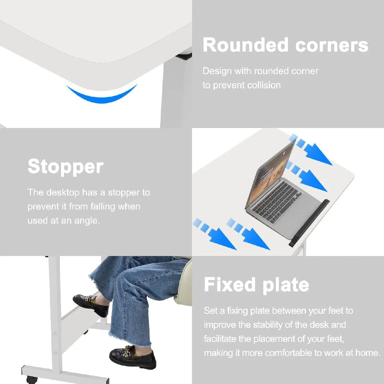 Rolling Desk Adjustable Height Portable Laptop Cart Small
