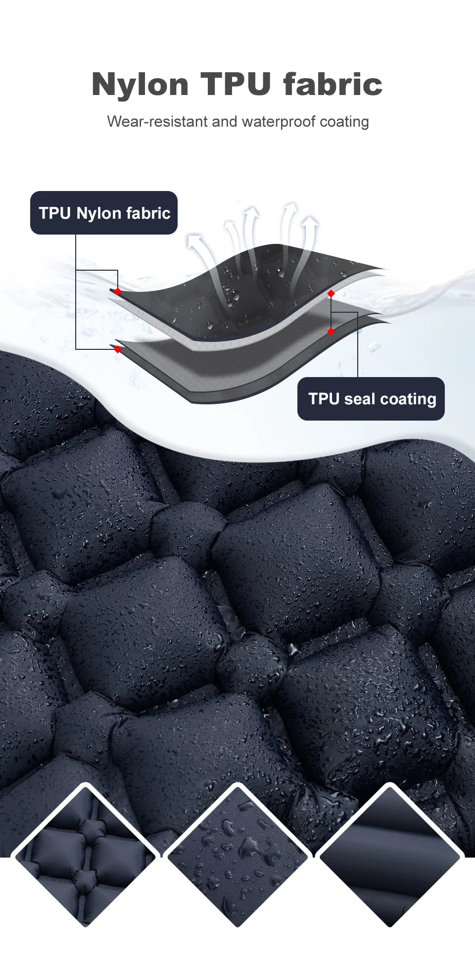 PACOONE Outdoor Sleeping Pad Camping Inflatable Mattress Built-in Pump Ultralight Air Cushion Travel Mat With Headrest For Trave