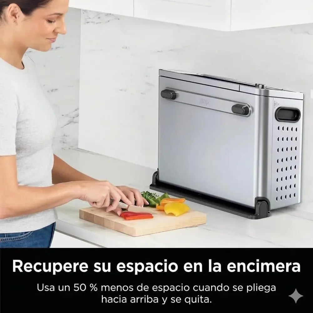 10-in-1 Digital Air Fryer Oven with Large Capacity, Space-Saving Lid, Stainless Steel, Temperature Control, 17-Qt, 1800W, Up to