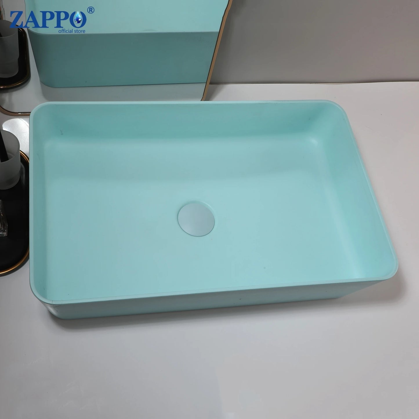 ZAPPO Vessel Sink With Drain Stone Resin Washbasin