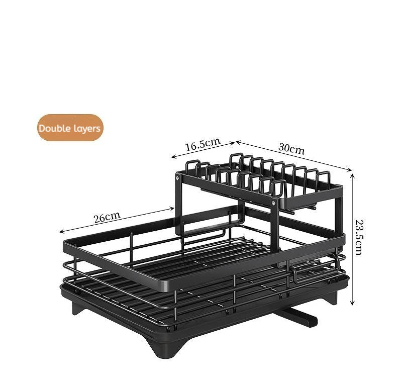Stainless Steel Dish Drying Rack Adjustable Kitchen Plates Organizer with Drainboard Over Sink Plate Drainer Storage Organizer