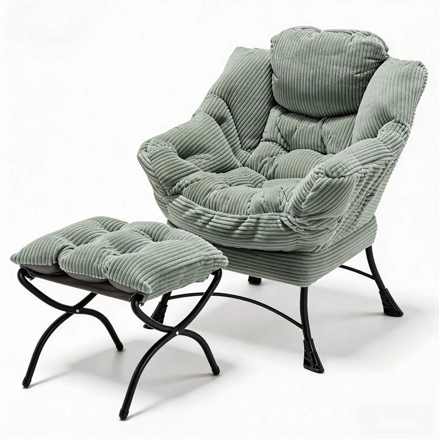 Oversized Lounge Chair & Ottoman Comfy Wide Reading Accent w/ Footrest Living Room Small Spaces White, Customized