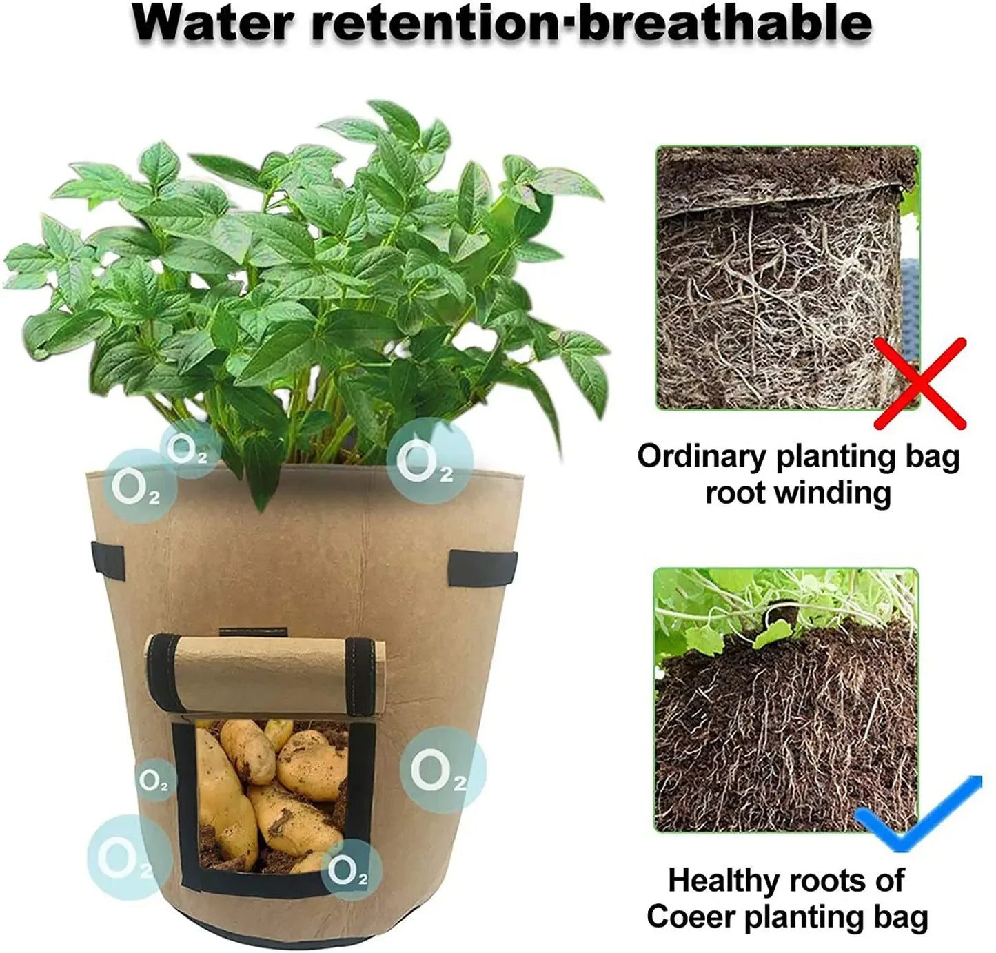 3Styles Felt plant grow bags nonwoven fabric garden potato pot greenhouse vegetable growing bags moisturizing vertical tools