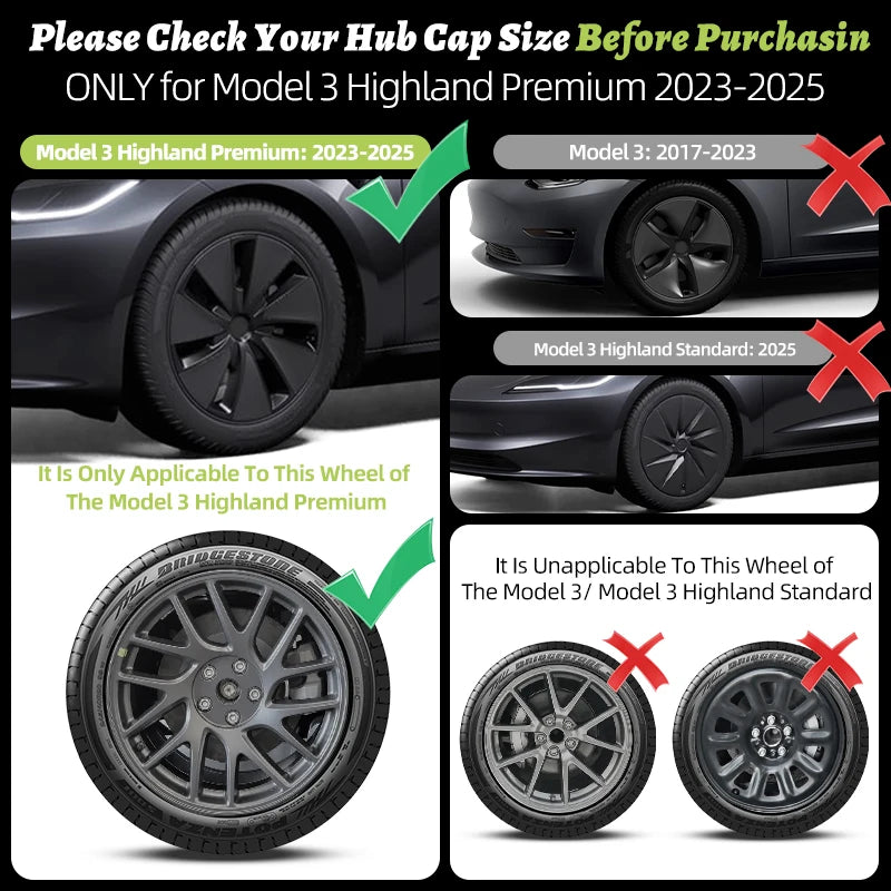 4PCS Wheel Cap 18 Inch Turbine Automobile Hubcap for Tesla Model 3 Highland 2024-2026 Hub Cap Performance Replacement for Tesla
