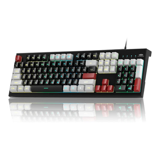 MageGee Creamy Keyboards,K2 Classic Keyboard Wired RGB Backlit 104 Keys Waterproof Ergonomic Keyboard,PC Keyboards for PC/loptop