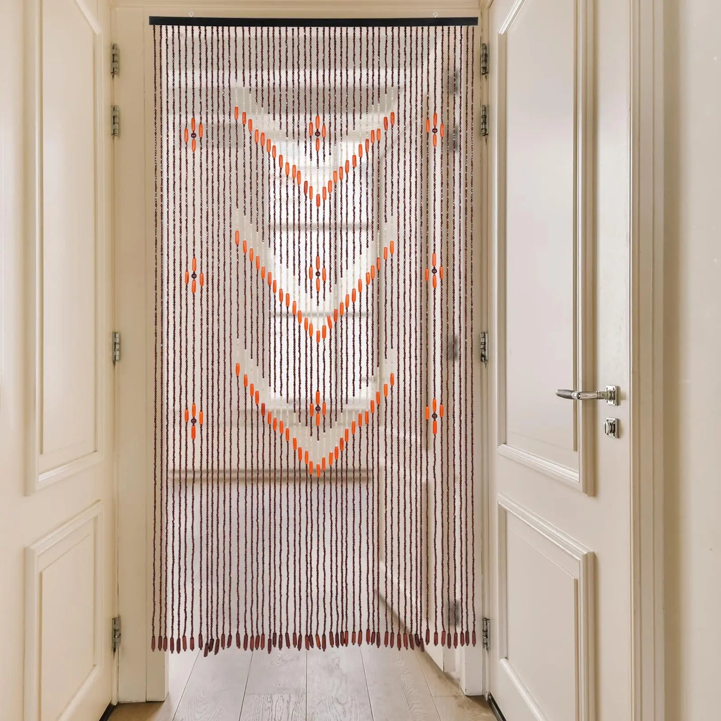 Natural Bamboo Wood Beaded Curtain for Doorway Room Divider 52 Strands 75" x 35"，Bamboo and Wooden Doorway Beads-Boho Bohemian C